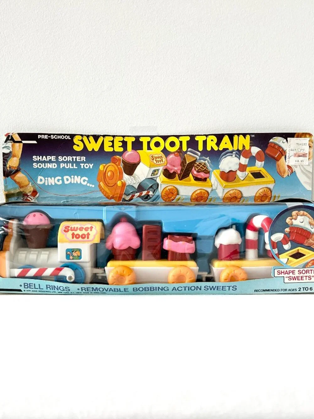 Vintage SWEET TOOT TRAIN Pull Toy Shape Sorter Sound Bobbing Actn 1979 Arco NIB